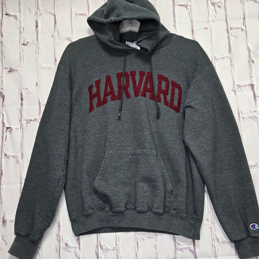 Harvard Collegiate NCAA Champion Hoodie stitched Logo Pullover Sweatshirt Mens M